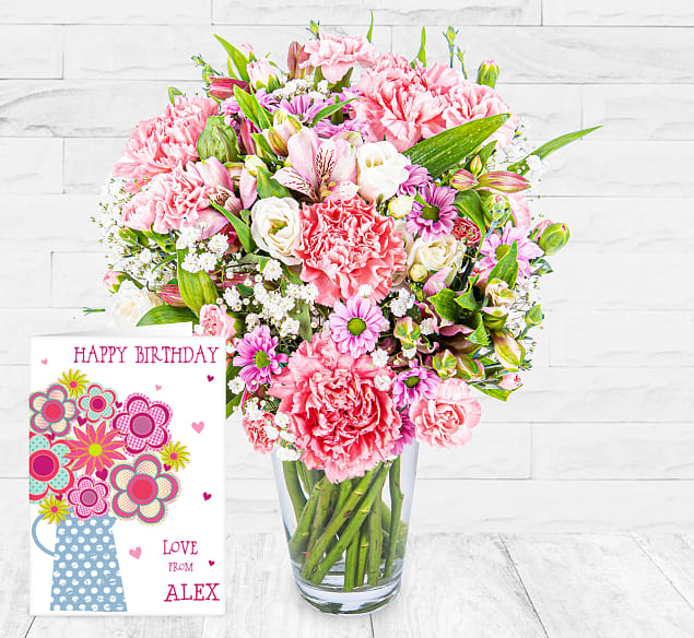 Pretty And Pink & Card 123 Flowers