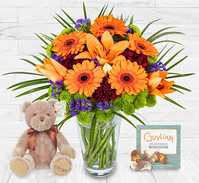 Joyous Charm Cuddle Bundle 123 Flowers