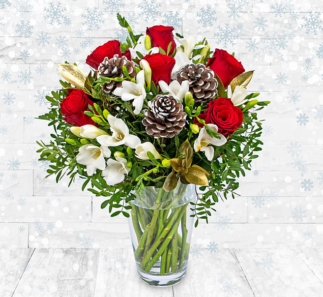 Christmas flowers in vase delivered clearance