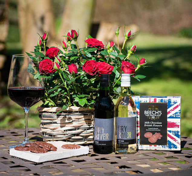 Red Rose & Wine 123 Flowers